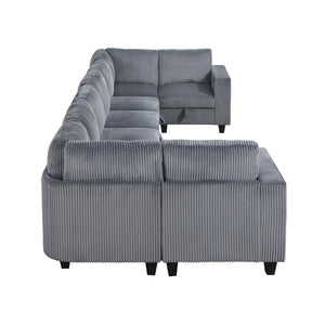 English Elm 8-Piece Modular Sectional Sofa with Hidden Storage, Side Pockets & Charging Ports in Corduroy Fabric Dark Gray 26 L x 29 W x 15.75 H B011S01083