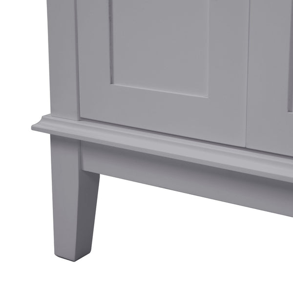 English Elm 30" Freestanding Bathroom Vanity Ceramic Sink Soft Close Cabinet Gray Wood Frame Grey N729P427118E