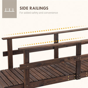 English Elm Outsunny 7' Wooden Garden Bridge With Safety Rails - Charming Footbridge For Ponds, Streams & Walkways W2225P174529-GIGA