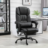 English Elm Vinsetto High Back Massage Office Chair With 6 Vibration Points, Pu Leather Reclining Computer Chair, Ergonomic Office Chair With Footrest Adjustable Height and Remote, Black