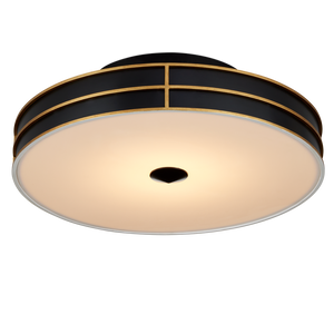 Fielding Modern Black Flush Mount Light Fixture with Gold Accents & LED Diffuser for Glam Spaces