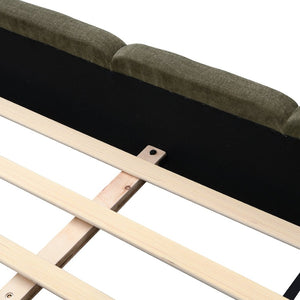 English Elm California King Boucle Upholstered Platform Bed Thick Block Headboard Modern Suite N757P391356D