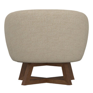English Elm Swivel Barrel Accent Chair with X Base Foam Seat Neutral Beige Living Room Lounge B2709P496282