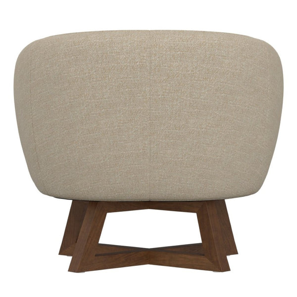 English Elm Swivel Barrel Accent Chair with X Base Foam Seat Neutral Beige Living Room Lounge B2709P496282
