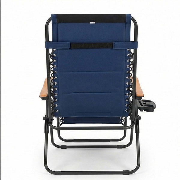 English Elm Oversized Zero Gravity Patio Recliner Breathable Mesh Seat Wood Arms 400 Lb Capacity W5159P431467