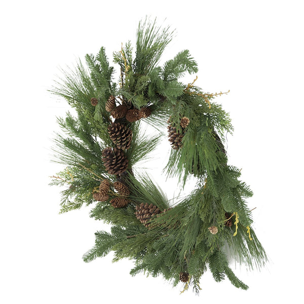 English Elm D22" Lifelike Green Wreath for Door and Wall Decor, 22" Faux Foliage with Realistic Branches W2078P361313