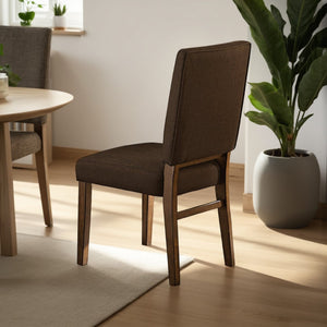 English Elm Wood Frame Upholstered Dining Chairs with Walnut Finish Padded Seats Set of 2 B056P412645