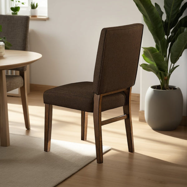 English Elm Wood Frame Upholstered Dining Chairs with Walnut Finish Padded Seats Set of 2 B056P412645