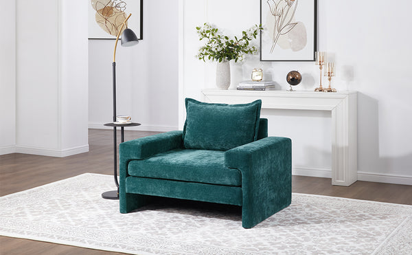 English Elm Christopher Knight Home® - Chenille Oversized Armchair with Thick Cushion and Wide Armrests, Ergonomic Back for Cozy Living Spaces Green N763P314419F
