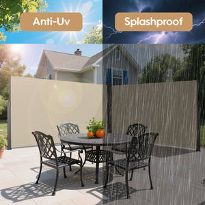 English Elm Retractable Side Screen Awning UV Resistant Waterproof Privacy Shade for Patio Garden Balcony 118" x 63" Beige W419P286382