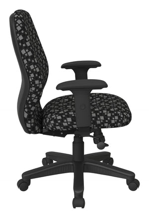 OSP Home Furnishings Mid Back Ergonomic Manager Chair with Synchro Tilt Lumbar Support and Padded Arms Domino 3121-K107