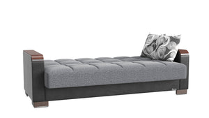 English Elm PrimeNest ZenAero Upholstered Wood Trim Convertible Sofabed with Storage, Click-Click Sleeper Comfort Grey+Black B030P286533