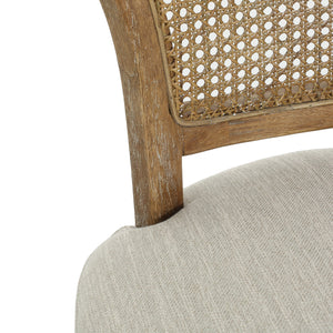 English Elm Christopher Knight Home® - BARSTOOL( Vintage Retro Set of 2) Fabric Seat Rubberwood Frame Cane Weave Durable Comfort Stylish Appeal N779P171193B