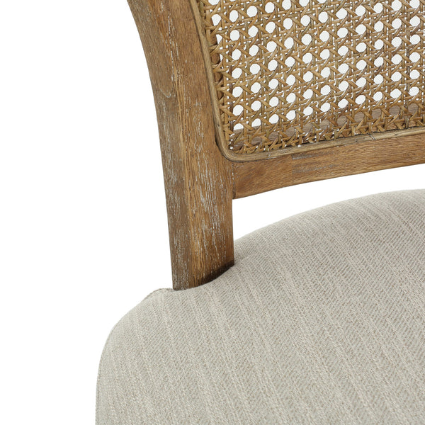 English Elm Christopher Knight Home® - BARSTOOL( Vintage Retro Set of 2) Fabric Seat Rubberwood Frame Cane Weave Durable Comfort Stylish Appeal N779P171193B