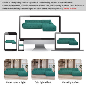 English Elm U_Style Modern Large L-Shaped Modular Sofa with Foam+Pocket Spring Seats, Minimalist 3-Seater Comfort Green WY000419AAC
