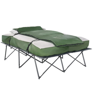 English Elm Outsunny 2-Person Camping Bed Set: Portable Folding Cot, Inflatable Mattress & Sleeping Bag Combo W2225P200418-GIGA