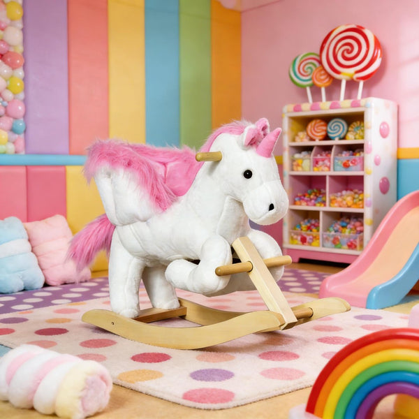 English Elm Walking Horse Ride on Toy Plush Pedal Pony with Wheels for Kids Ages 3 to 8 T3971P442192