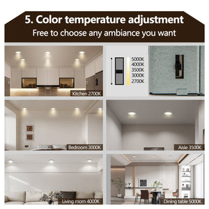 English Elm 12-Pack 4-Inch Ultra-Thin LED Recessed Ceiling Light with Junction Box, Dimmable 2700-5000K 9W PMID W2312P375001