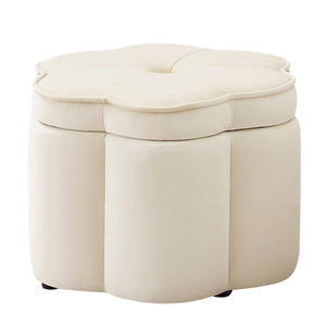 English Elm Set of 2 Flower Petal Velvet Storage Ottomans Sculptural Nesting Seating for Living Room Cream W2186P440352