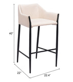 Andover Barstool Beige 110170 Zuo Modern