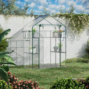 English Elm Outsunny Walk-in Portable Garden Greenhouse 6 Shelf Trellis Mesh Vent Cover W2225P229759