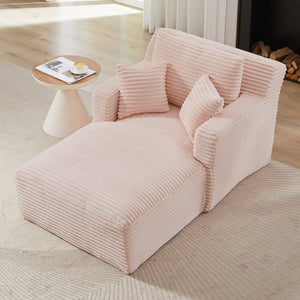 English Elm Indoor Single Chaise Sofa Plush Corduroy Upholstery, No Assembly, High-Density Foam & Pocket Spring Comfort Pink W2339P294672
