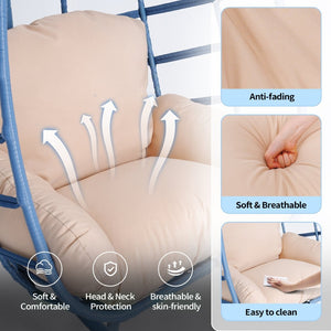 English Elm Egg Hanging Chair with Stand Pe Rattan Swing Seat Washable Cushion Patio Bedroom T5880P497434