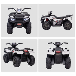 English Elm Aosom 12v Kids Battery Powered Atv Quad with Led Lights Music Usb Treaded Tires W2225P249795