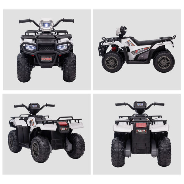 English Elm Aosom 12v Kids Battery Powered Atv Quad with Led Lights Music Usb Treaded Tires W2225P249795