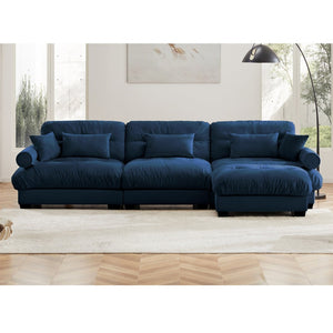 English Elm Super Comfort Oversized Modular Velvet Sectional Sofa With Movable Ottoman - Stylish, Deep Seating Bliss W714S01117-GIGA