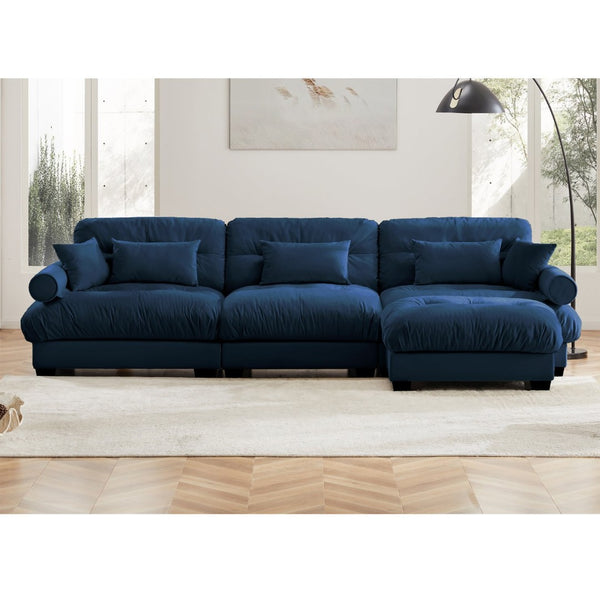 English Elm Super Comfort Oversized Modular Velvet Sectional Sofa With Movable Ottoman - Stylish, Deep Seating Bliss W714S01117-GIGA