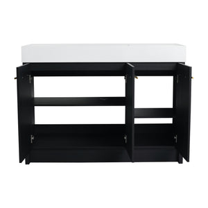 English Elm 48 Inch Freestanding Bathroom Vanity With Integrated Resin Sink & Soft-Close Doors For Storage Solutions W999S00264