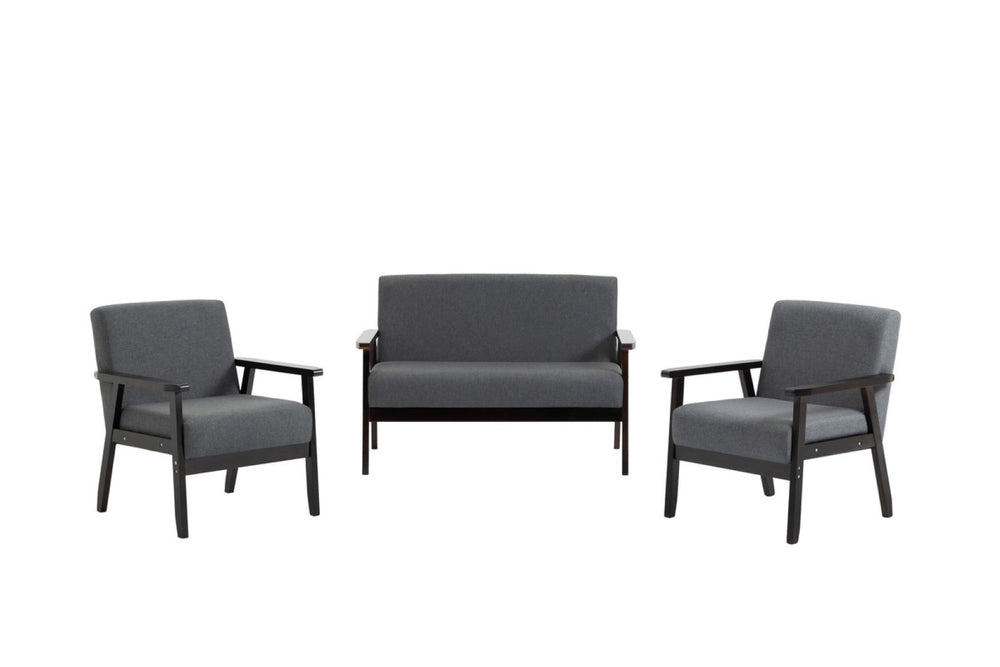English Elm Bari Mid-century Modern 3 Piece Living Room Set with Espresso Wood Frame B2749S00069