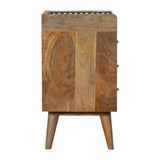 English Elm Solid Wood Bone Inlay Gallery Back Nightstand