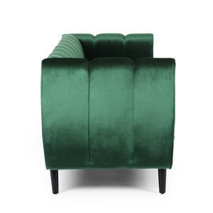 English Elm Miranda Channel Stitch Velvet Sofa Curved Shell Design for Glam Living Rooms N771P371449L_N771P371450L