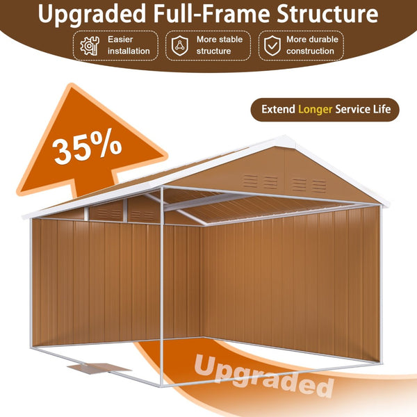 English Elm 12x8 Galvanized Steel Outdoor Storage Shed Weatherproof Backyard Tool Organizer W2700P344178