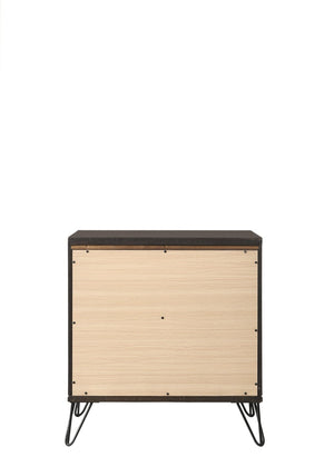 English Elm Tablita Two Drawer Nightstand with V-leg Base and Dark Merlot Rubberwood Finish B2726P411559