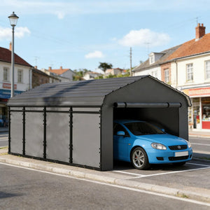English Elm Outdoor All-metal Carport Canopy with Removable Pe Walls and Weather Resistant Roof T3971S00202