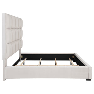 English Elm Frances Beige Tufted Upholstered Eastern King Bed - Luxe Velvet, Modern Design, Sturdy Frame, Comfort B062S01097