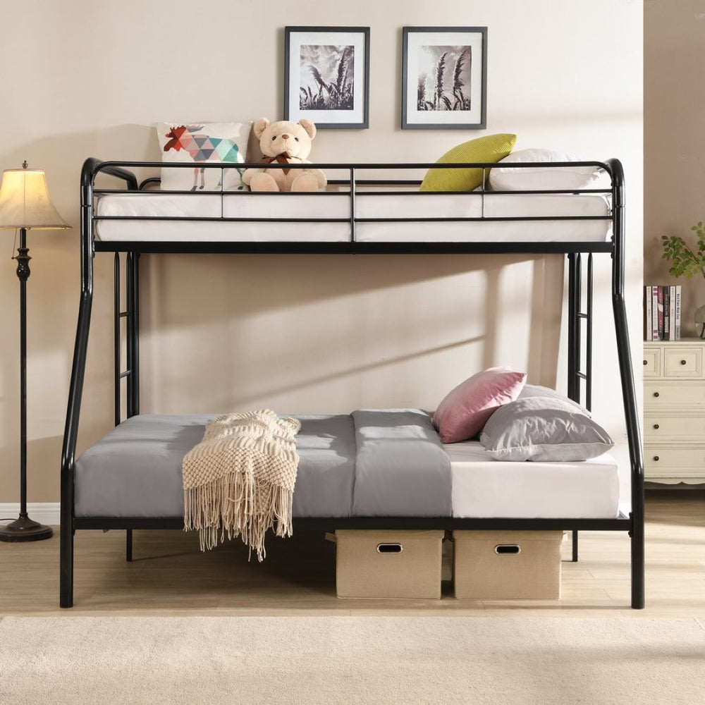 English Elm Twin Over Full Steel Bunk Bed with Built-in Stairs and Under Bed Storage Space W311P248420
