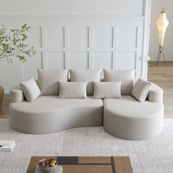 English Elm Modern Chenille Cloud Sectional Sofa Deep Curved 4 Seat Modular Couch for Living Room W834S00489