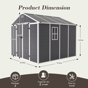 English Elm Campcraft 8x8 Ft Resin Storage Shed Thick Pp Panels Lockable Door Uv Resistant Outdoor W1598S00024
