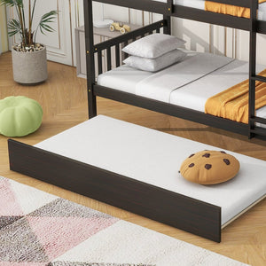 English Elm Twin Over Rubberwood Bunk Bed Convertible with Storage Drawers and Safety Rails Espresso W504S00296