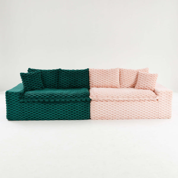 English Elm Luxury Color-Block Turtle Velvet Multifunctional Sofa - Cozy Modular Design For Stylish Living Spaces W3371S00054