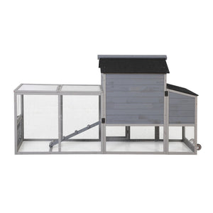 English Elm Portable Pinewood Chicken Coop with Nesting Box Run and Wheels for Backyard Flocks Gray W2181P356211
