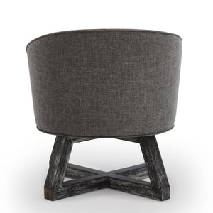 English Elm Swivel chair with solid rubberwood cross base, 360° smooth rotation, ergonomic linen upholstery for home comfort Dark Gray W2186P166257