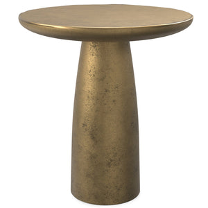 English Elm Dominique Hand-Finished Cast Aluminum Side Table in Antique Brass Finish, 22" Round, Versatile Accent Piece B136P239035