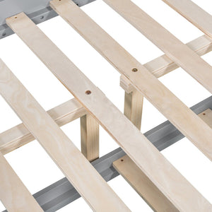 English Elm Full Over Bunk Bed with Twin Trundle Solid Pine Frame Gray Convertible LT100204AAE-1