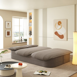 English Elm 78.7" Modern Foldable Corduroy Sofa Bed with 2 Pillows and Blanket, Convertible Deep Seat Sleeper Couch Coffee W3219P368263