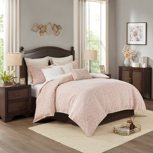 Madison Park Signature Haven Modern/Contemporary 9 Piece Chenille Jacquard Comforter Set MPS10-466 Blush